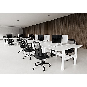 Air Electric Height Adjustable 6 Person Rectangular Back to Back Desks
