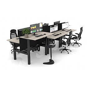 Air Electric Height Adjustable 6 Person Rectangular Back to Back Desks