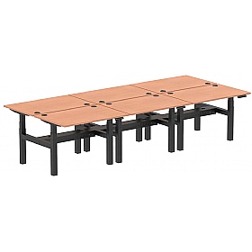 Air Electric Height Adjustable 6 Person Rectangular Back to Back Desks