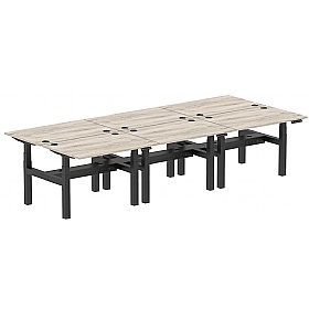 Air Electric Height Adjustable 6 Person Rectangular Back to Back Desks