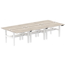 Air Electric Height Adjustable 6 Person Rectangular Back to Back Desks