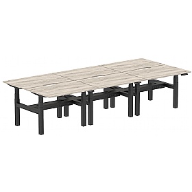 Air Electric Height Adjustable 6 Person Rectangular Back to Back Desks