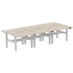 Air Electric Height Adjustable 6 Person Rectangular Back to Back Desks