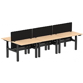 Air Electric Height Adjustable 6 Person Rectangular Back to Back Desks