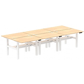 Air Electric Height Adjustable 6 Person Rectangular Back to Back Desks