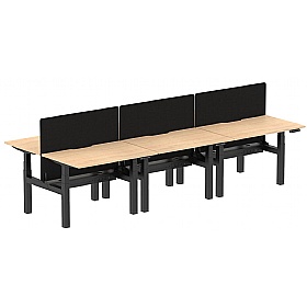 Air Electric Height Adjustable 6 Person Rectangular Back to Back Desks