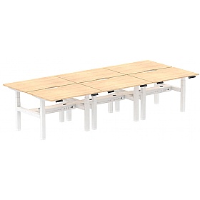 Air Electric Height Adjustable 6 Person Rectangular Back to Back Desks
