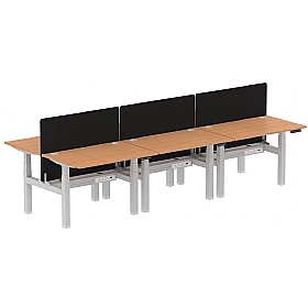 Air Electric Height Adjustable 6 Person Rectangular Back to Back Desks