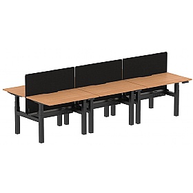 Air Electric Height Adjustable 6 Person Rectangular Back to Back Desks