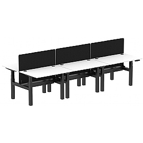 Air Electric Height Adjustable 6 Person Rectangular Back to Back Desks