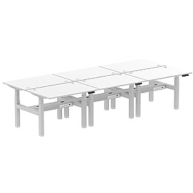 Air Electric Height Adjustable 6 Person Rectangular Back to Back Desks