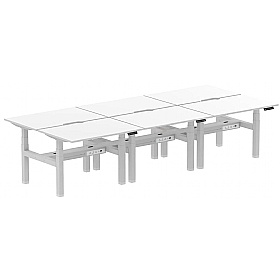 Air Electric Height Adjustable 6 Person Rectangular Back to Back Desks
