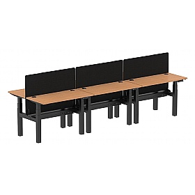 Air Shallow Electric Height Adjustable 6 Person Rectangular Back to Back Desks