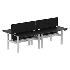 Ebony Black Electric Height Adjustable 4 Person Rectangular Back to Back Desks