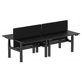 Ebony Black Electric Height Adjustable 4 Person Rectangular Back to Back Desks
