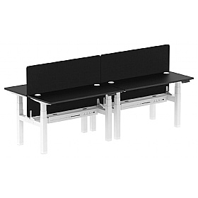Ebony Black Shallow Electric Height Adjustable 4 Person Rectangular Back to Back Desks