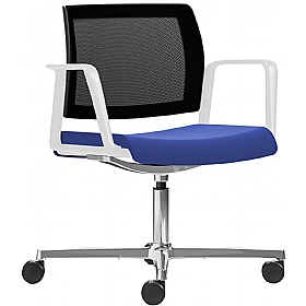 Kind Mesh Back 4 Star Swivel Meeting and Breakout Chairs with Arms - Office Furniture