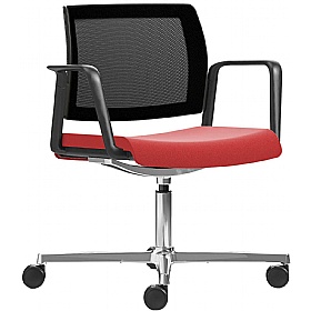 Kind Mesh Back 4 Star Swivel Meeting and Breakout Chairs with Arms - Office Furniture