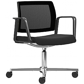 Kind Mesh Back 4 Star Swivel Meeting and Breakout Chairs with Arms - Office Furniture