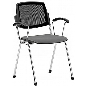 Mia Mesh Back Upholstered Stacking Conference Chairs with Arms