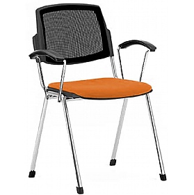 Mia Mesh Back Upholstered Stacking Conference Chairs with Arms