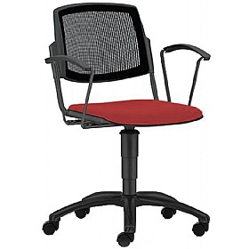 Mia Mesh Back Upholstered Swivel Meeting and Breakout Chairs with Arms