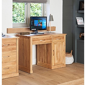 Mobel Oak Solid Wood Single Pedestal Home Office Desk