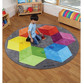 Rainbow Circular Polygons Carpet - Education