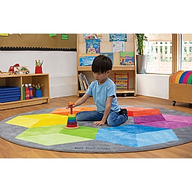 Rainbow Circular Polygons Carpet - Education