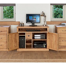 Mobel Oak Solid Wood Hidden Home Office Desk