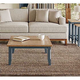 Signature Blue Solid Wood Square Coffee Table