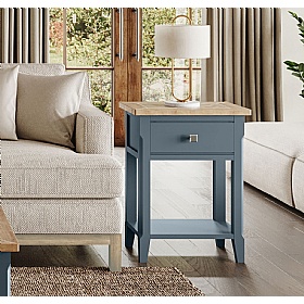 Signature Blue Solid Wood Side Table