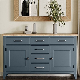 Signature Blue Solid Wood Credenza
