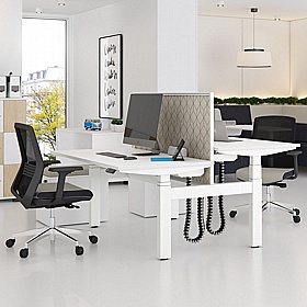 Progress Plus Electric Height Adjustable 2 Person Shallow Rectangular Back to Back Desks - Office Furniture