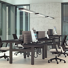 Progress Plus Electric Height Adjustable 2 Person Shallow Rectangular Back to Back Desks - Office Furniture