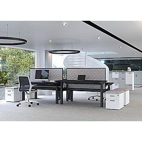 Progress Plus Electric Height Adjustable 2 Person Shallow Rectangular Back to Back Desks - Office Furniture