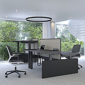 Progress Plus Electric Height Adjustable 2 Person Shallow Rectangular Back to Back Desks - Office Furniture