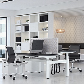 Progress Plus Electric Height Adjustable 2 Person Shallow Rectangular Back to Back Desks - Office Furniture