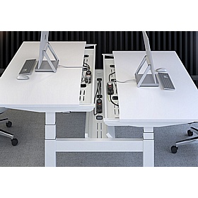 Progress Plus Electric Height Adjustable 2 Person Shallow Rectangular Back to Back Desks - Office Furniture