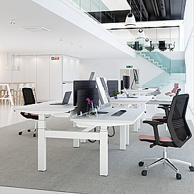 Progress Plus Electric Height Adjustable 2 Person Shallow Rectangular Back to Back Desks