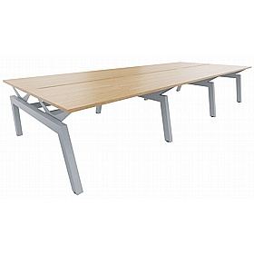 Linnea Elevate 6 Person Rectangular Back to Back Sliding Top Bench Desks