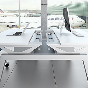 Linnea Elevate 6 Person Rectangular Back to Back Sliding Top Bench Desks - Office Furniture