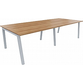 Linnea 4 Person Shallow A-Frame Rectangular Back to Back Sliding Top Bench Desks