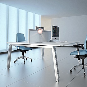 Linnea 2 Person Shallow A-Frame Rectangular Back to Back Sliding Top Bench Desks - Office Furniture