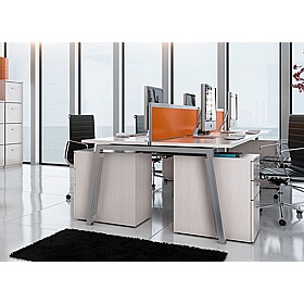 Linnea 2 Person Shallow A-Frame Rectangular Back to Back Sliding Top Bench Desks - Office Furniture