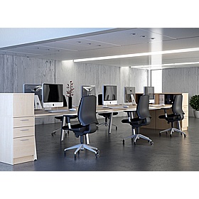 Linnea 4 Person A-Frame Rectangular Back to Back Sliding Top Bench Desks - Office Furniture