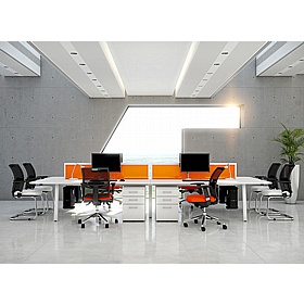 Linnea 4 Person A-Frame Rectangular Back to Back Sliding Top Bench Desks - Office Furniture