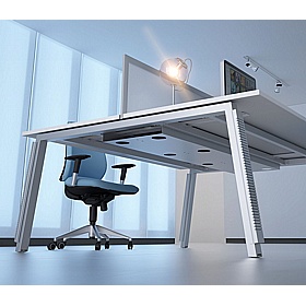 Linnea 4 Person A-Frame Rectangular Back to Back Sliding Top Bench Desks - Office Furniture