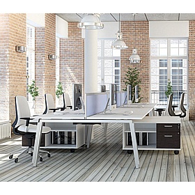 Linnea 4 Person Shallow A-Frame Rectangular Back to Back Sliding Top Bench Desks - Office Furniture