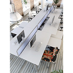 Linnea 6 Person A-Frame Rectangular Back to Back Sliding Top Bench Desks - Office Furniture